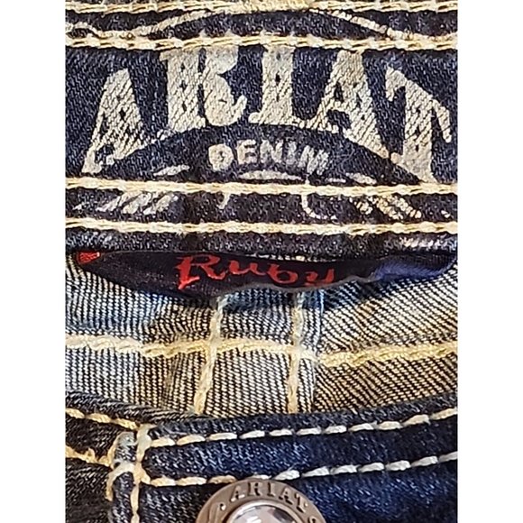 Ariat  Mid Rise Boot Jeans Women’s 34L Flair Heavy Stitch Studed Stretch Ruby - Picture 3 of 16